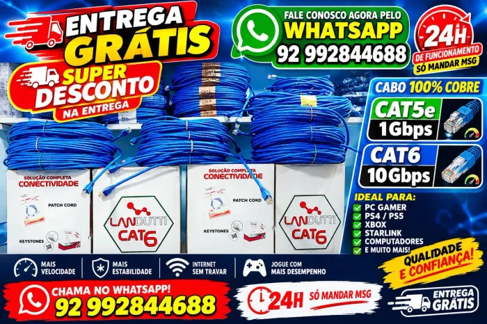 Cabo de rede 5 metros 10 metros 15 metros 20 metros 25 metros 30 metros 35 metros 