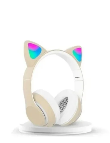 Fone Orelha De Gato Gatinho Com Led Headset Sem Fio Wireless LEHMOX LEF-950