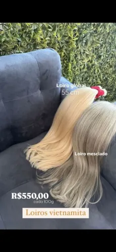Cabelo humano vietnamita loiro 55 cm