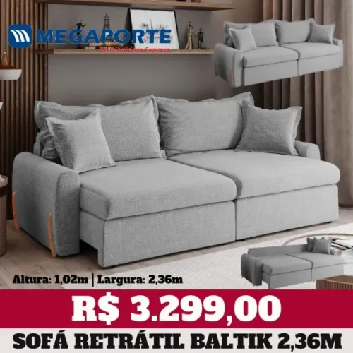 Sofá Retrátil Sofá Cama 2,36m (NOVO) Entrega Grátis!