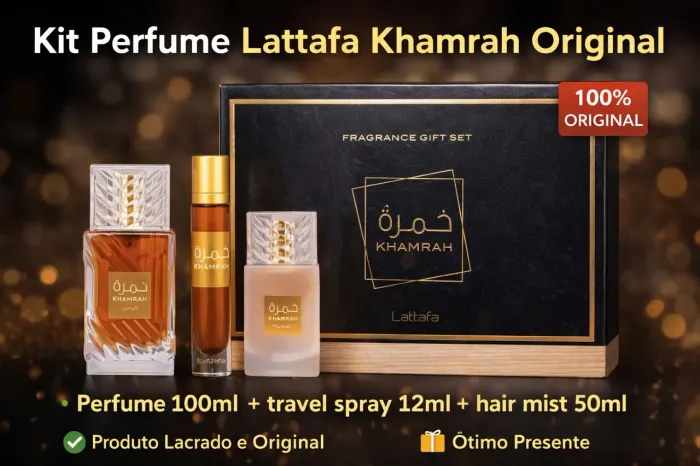 Kit Perfume Lattafa Khamrah Fragrance Gift Set Original - Luxuoso e Marcante