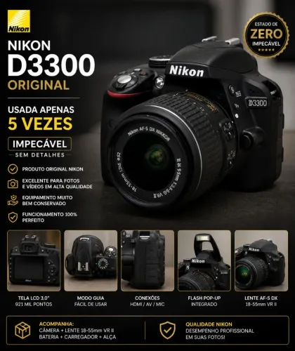 CÂMERA PROFISSIONAL NIKON D3300 - IMPECÁVEL!
