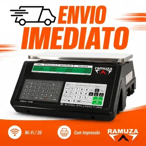 Balança Eletrônica Ramuza com Impressão + WiFi/2G | Bivolt | Ideal para Comércio