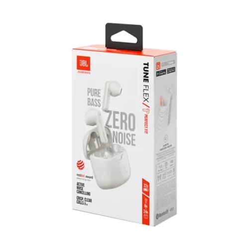 JBL Tune Flex Branco Original | Fone Bluetooth com Som Imersivo e Ajuste Confortável