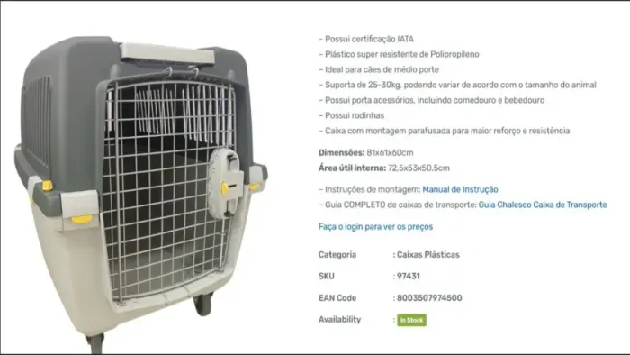 Caixa Transportadora de PET