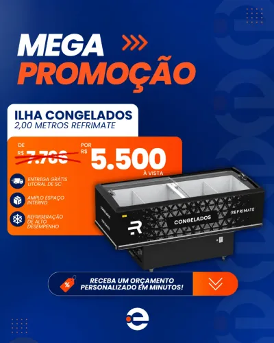 Expositor de congelados 2,00 metros dupla ação