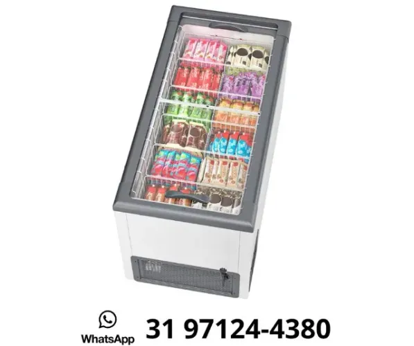 Freezer Horizontal Tampa de Vidro 500L Gelopar