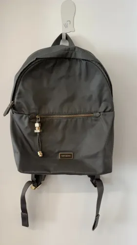 Mochila Feminina / Executiva Samsonite Cinza Chumbo com Detalhes Dourados