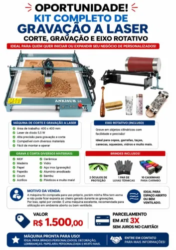 Máquina gravadora laser (kit completo com carimbos, óculos e luvas gratuitas)