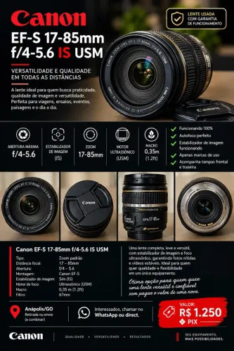 Lente cânon 17-85 F4-5.6 USM