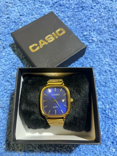 Relogio Casio A963 Dourado Mostrador Azul