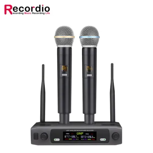 Microfone Sem Fio Profissional GAW-KU08 2.4G de Canal Duplo para Festas, Casamentos, Discu