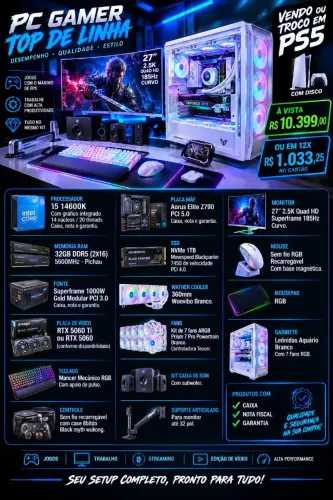 Pc Gamer I5 14600k + Z790 Aorus + 5060ti + 32gb DDR5