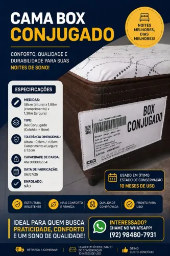 ? Cama Box Conjugada Casal Semi Nova - Apenas 10 Meses de Uso!