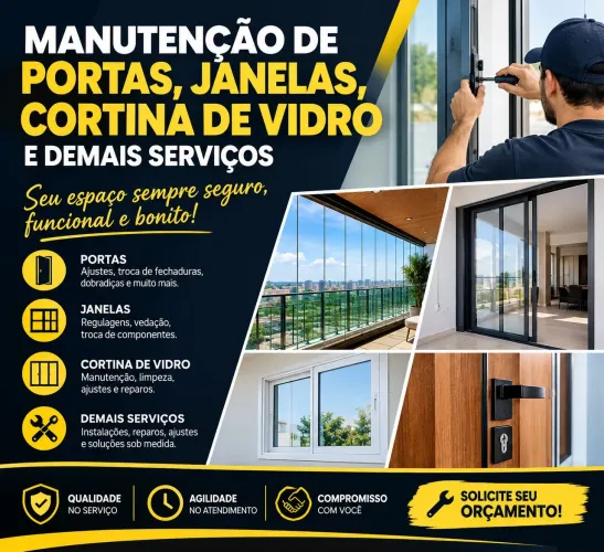 Manutenção de portas e janelas de vidro