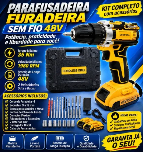 Furadeira e parafusadeira a bateria.