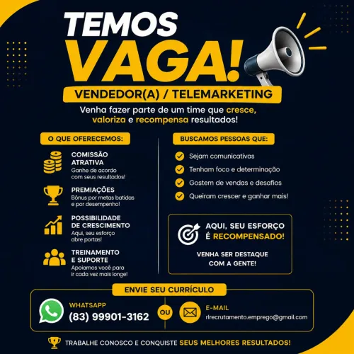 Emprego início imediato ( João Pessoa) 
