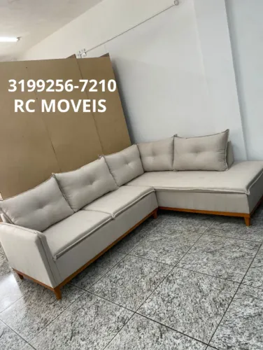 Sofá de Canto Malibu D33 Premium Linho Moderno e Confortável