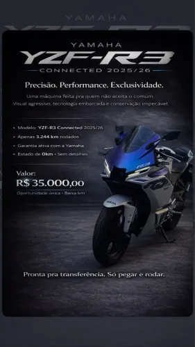 Vendo YZF-R3 Conected 2026, a mais bonita da categoria