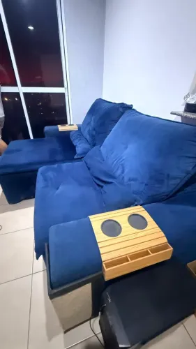 Sofá Retrátil e Reclinável Azul - Muito Confortável - Excelente Estado