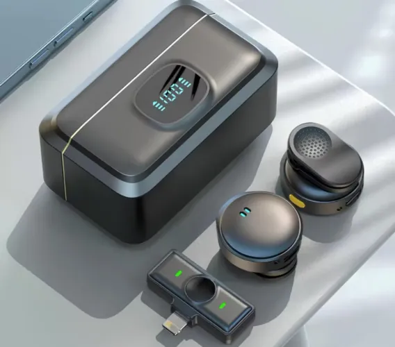 2 Mini Microfone De Lapela Sem Fio Com Cancelamento De Ruído Android