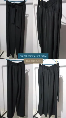 CALÇA SOCIAL PRETA DET FAIXA PLUS SIZE 