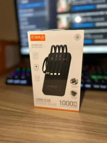 Power Bank 10.000mAh Alpha Gold Pro 3.1A com 4 Cabos Integrados