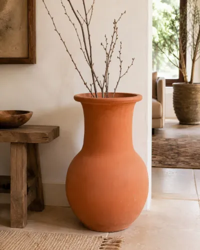 Vaso Abacaxi Cerâmica Natural