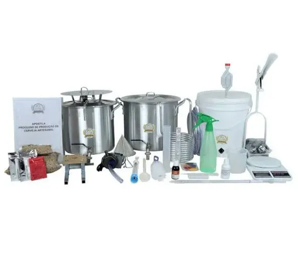 Kit panelas e utensílios para produção de cerveja artesanal