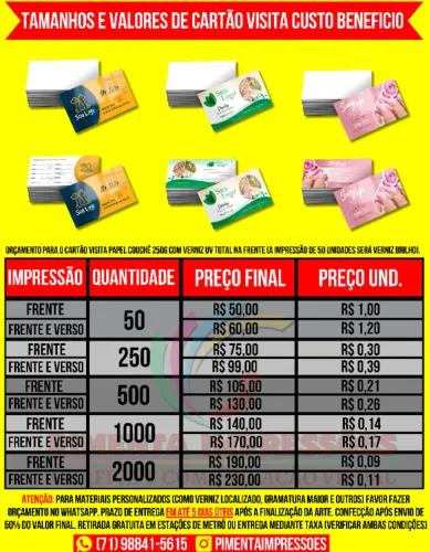 Cartão visita personalizado - Custo beneficio