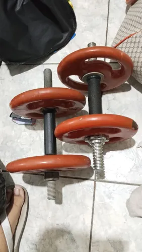 Kit anilhas e halteres 4 anilhas de 3 kilos cada e 2 halteres