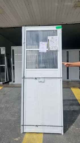 PORTA DE ALUMINIO LAMBRIL BRANCO COM VIDRO FIXO - 80CM