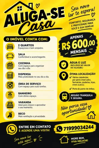 Aluga-se uma casa no Parque São Cristóvão.