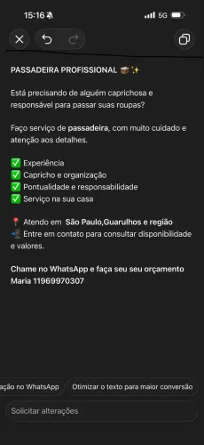 Passadeira profissional