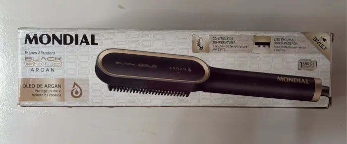 Escova alisadora Mondial Black Gold Argan 