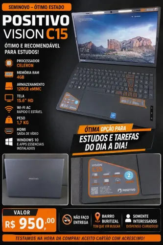 ? Positivo Vision C15 - Seminovo, ótimo estado!
