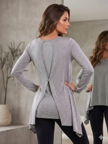 Blusa feminina tam P cinza Marialícia