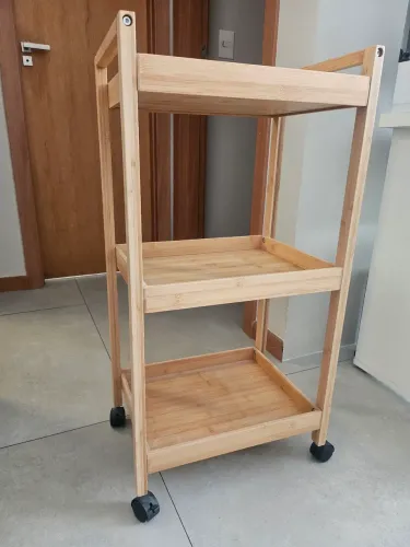 Carrinho Organizador Multiuso de Bambu com Rodinhas - Perfeito Estado