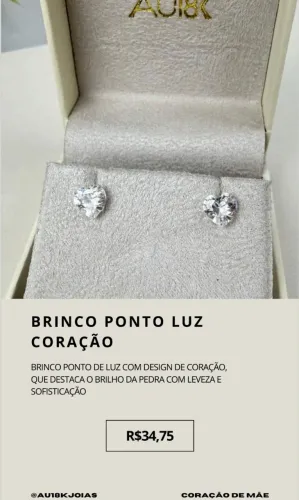Brinco Ponto de Luz Coração em Prata 925