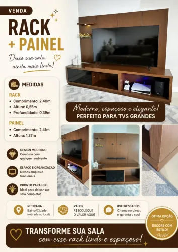 Lindo rack + painel sala