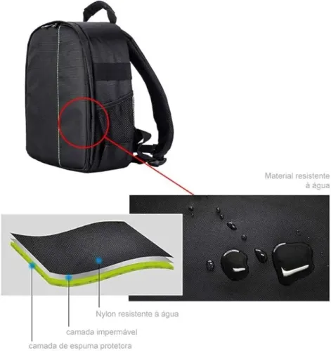 Mochila Fotografo Impermeável Compacta p Câmeras e drone Preta e Cinza