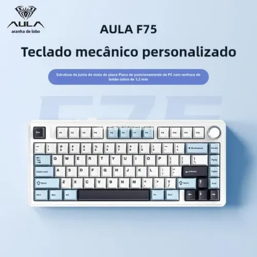Aula F75 Teclado Mecânico Sem fio 2.4g, Cabo e Bluetooth - RGB - Novo - Entregamos