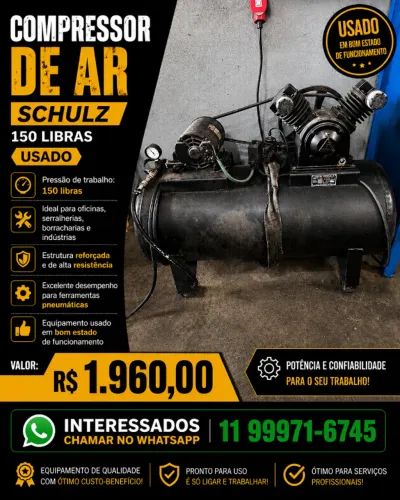 COMPRESSOR DE AR  SCHULZ INDUSTRIAL 150 LIBRAS