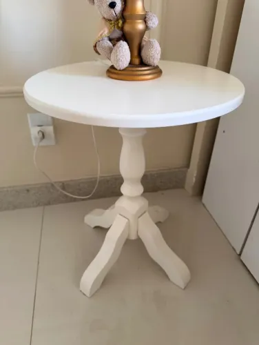 Criado-mudo / Mesa Lateral Provençal Madeira Branco