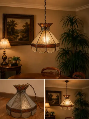 Lustre Pendente em Vitral Vintage - Verde ou Marrom