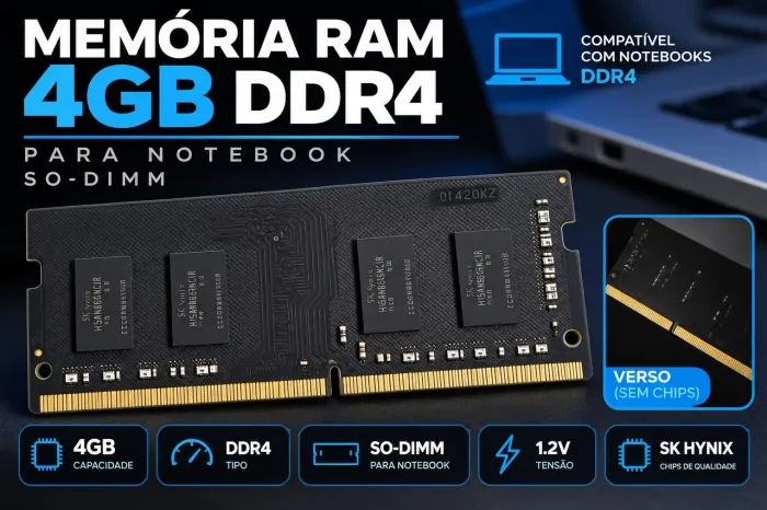 Memória RAM 4GB DDR4 SK Hynix para Notebook - SO-DIMM