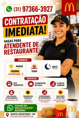Vaga Atendente De Restaurante McDonalds