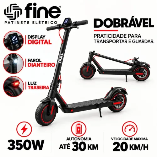 Patinete Elétrico Fine 350W | 30km Autonomia | Até 31km/h<br>Outras boas opções: