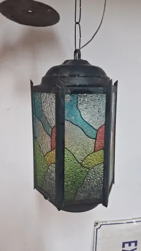 Luminária Lustre vitral colorido 