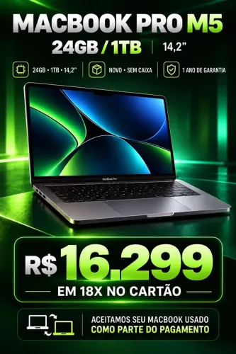 MacBook Pro M5 24/1TB | 1 ano de garantia | Somos loja